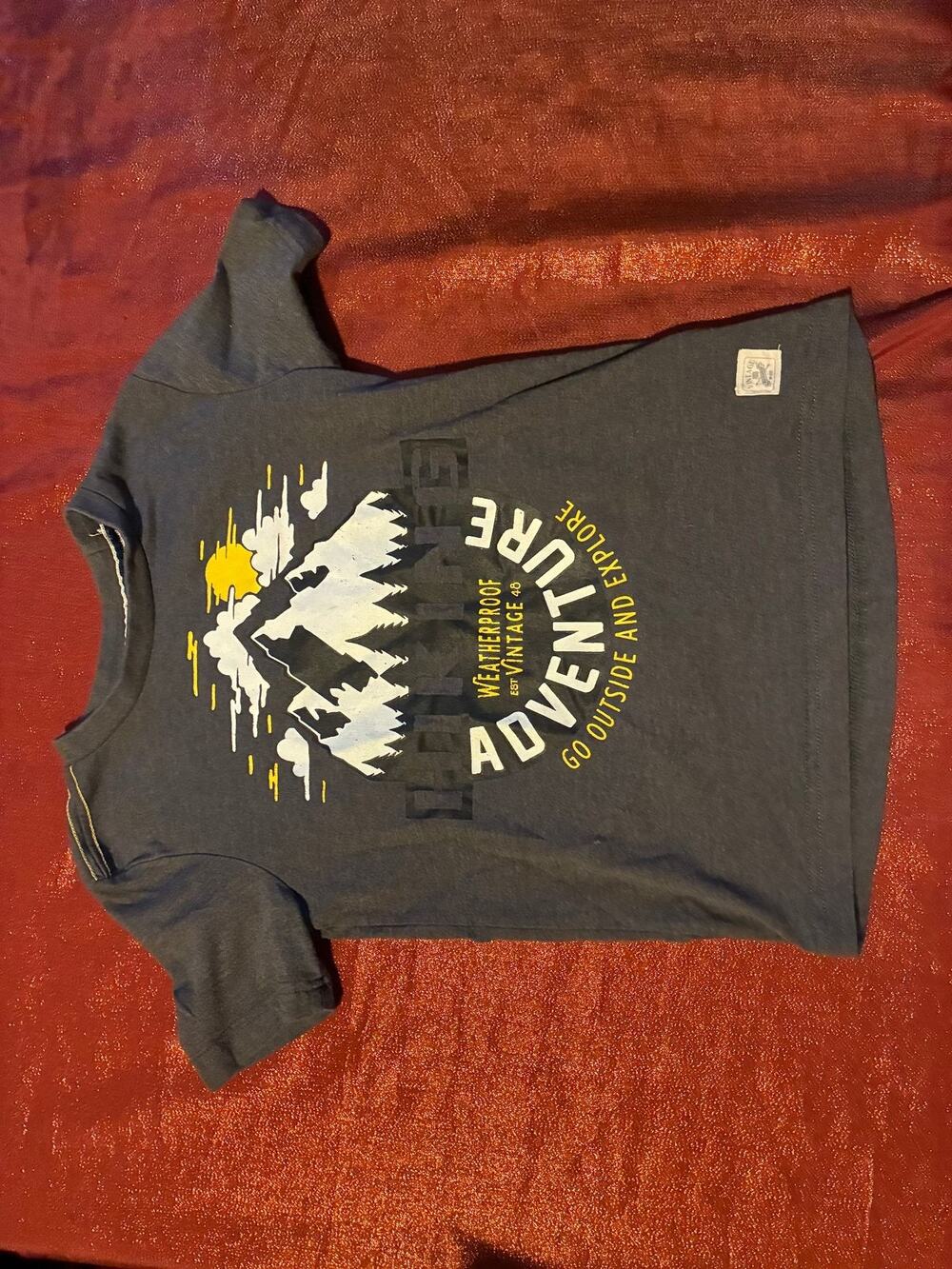 Weatherproof Vintage Shirt Teens M Adventure Graphic Tee Mountain Print Gray